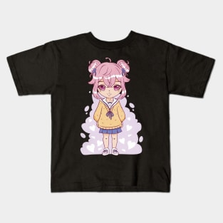 Pink haired anime girl Kids T-Shirt